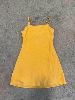 Abercrombie & Fitch Mustard Yellow Spaghetti-Strap Mini Dress